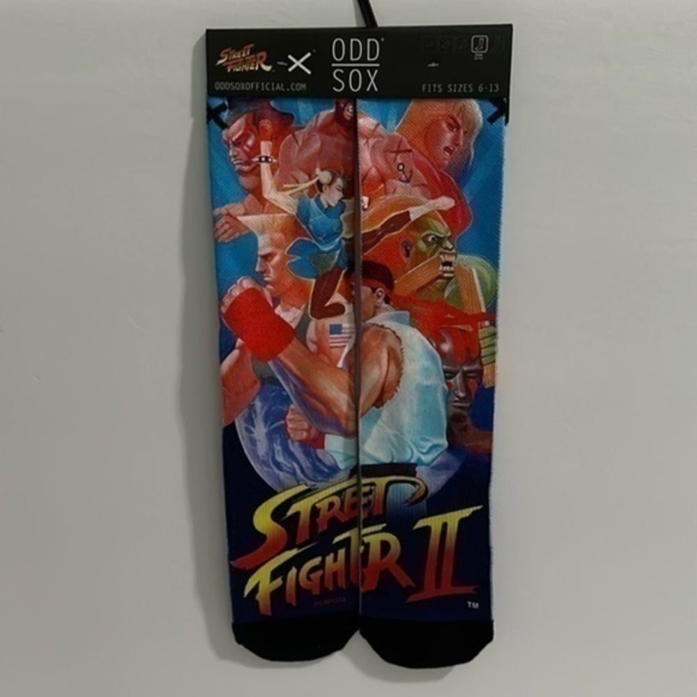 NEW Street Fighter II Socks Video Game 2 Ryu Print Odd Sox Capcom